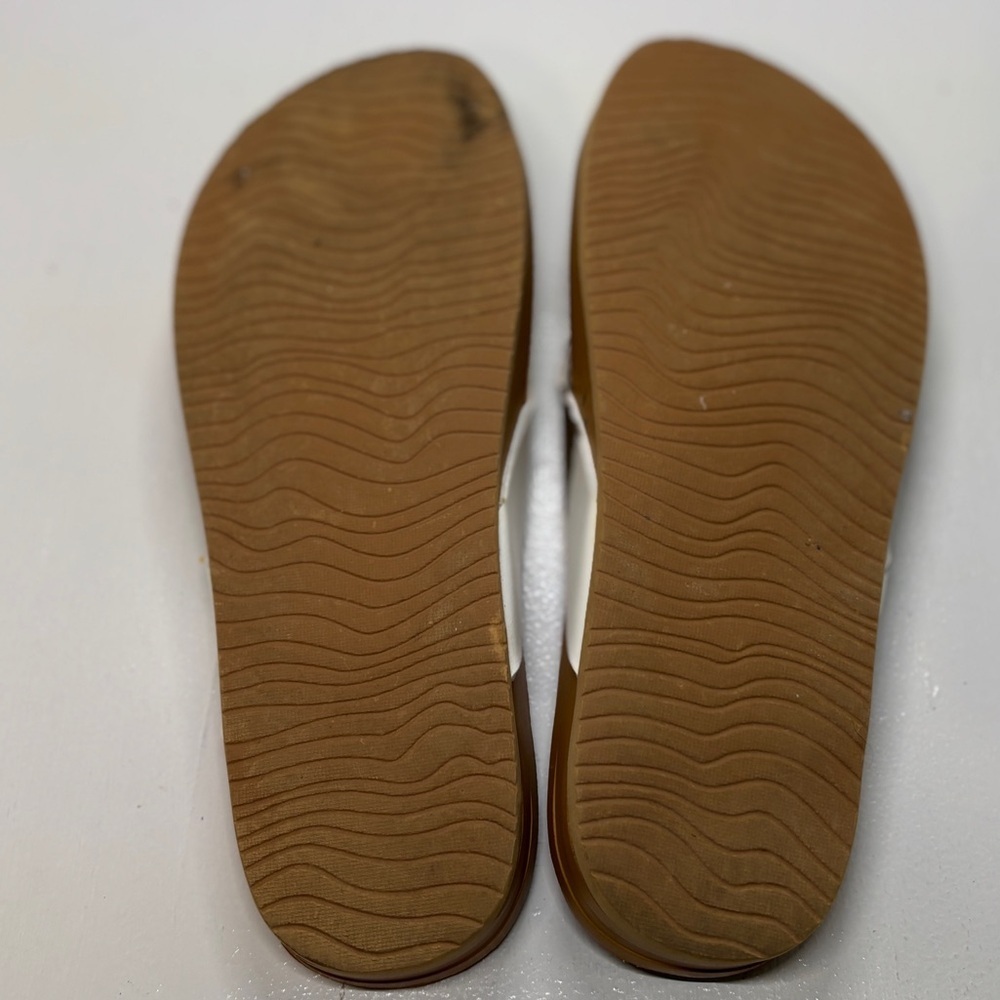 Reef Cushion Court Twist Flip Flops Women’s Size 6 Cork Footbed Black White - Picture 8 of 11